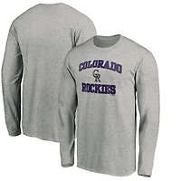 Men's Heathered Gray Colorado Rockies Team Heart & Soul Long Sleeve T-Shirt