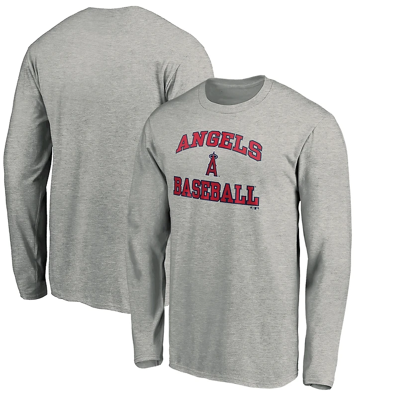 Men's Heathered Gray Los Angeles Angels Team Heart & Soul Long Sleeve T-Shirt