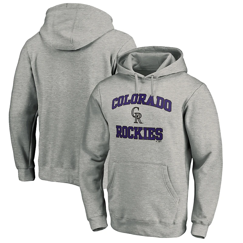 Men's Fanatics MTO Label Heather Gray Colorado Rockies Heart & Soul Pullover Hoodie