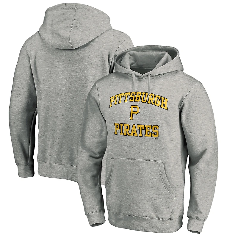 Men's Fanatics MTO Label Heather Gray Pittsburgh Pirates Heart & Soul Pullover Hoodie