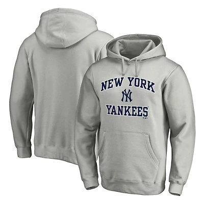 Men's Fanatics MTO Label Heather Gray New York Yankees Heart & Soul Pullover Hoodie