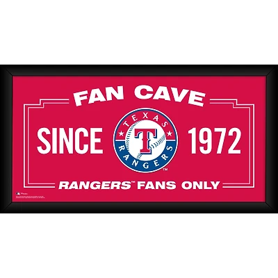 Texas Rangers Framed 10" x 20" Fan Cave Collage