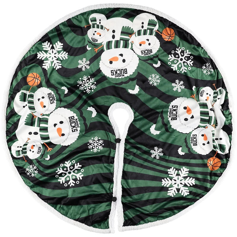 Milwaukee Bucks Snowman Sherpa Christmas Tree Skirt