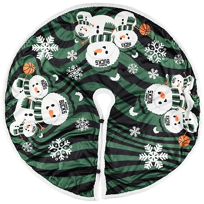 Milwaukee Bucks Snowman Sherpa Christmas Tree Skirt