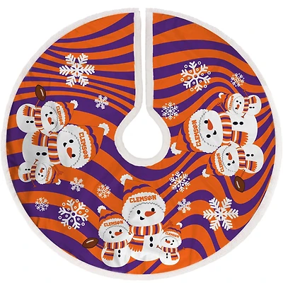 Clemson Tigers Snowman Sherpa Christmas Tree Skirt