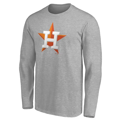 Men's Heather Gray Houston Astros Official Team Logo Long Sleeve T-Shirt