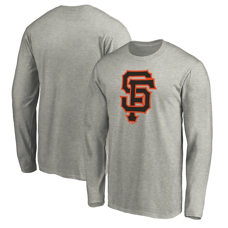 Men's Heather Gray San Francisco Giants Official Team Logo Long Sleeve T-Shirt