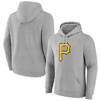 Men's Heather Gray Pittsburgh Pirates Official Logo Fitted Pullover Hoodie