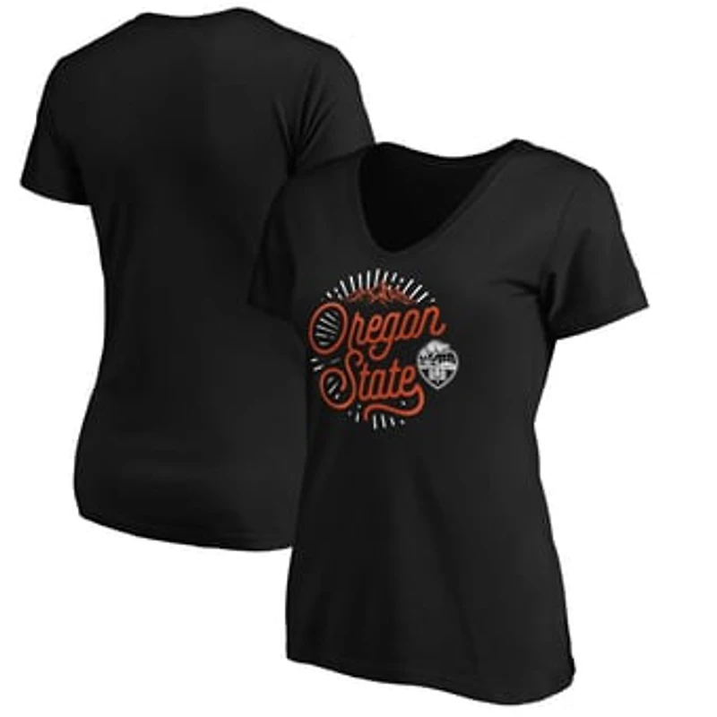 Women's Black Oregon State Beavers Hometown Collection Great State V-Neck T-Shirt