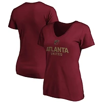 Women's Red Atlanta United FC Shielded Logo V-Neck T-Shirt