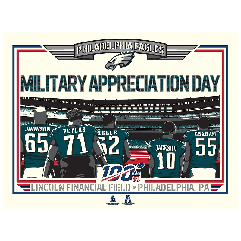 Phenom Gallery Philadelphia Eagles 18'' x 24'' 2019 Season Military Appreciation Serigraph Print Artwork Poster