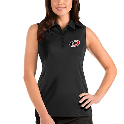 Women's Antigua Black Carolina Hurricanes Tribute Sleeveless Polo