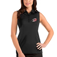 Women's Antigua Black Carolina Hurricanes Tribute Sleeveless Polo