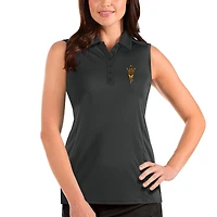 Women's Antigua Charcoal Arizona State Sun Devils Tribute Sleeveless Polo