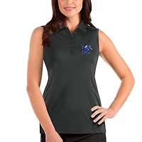 Women's Antigua Charcoal Memphis Tigers Tribute Sleeveless Polo