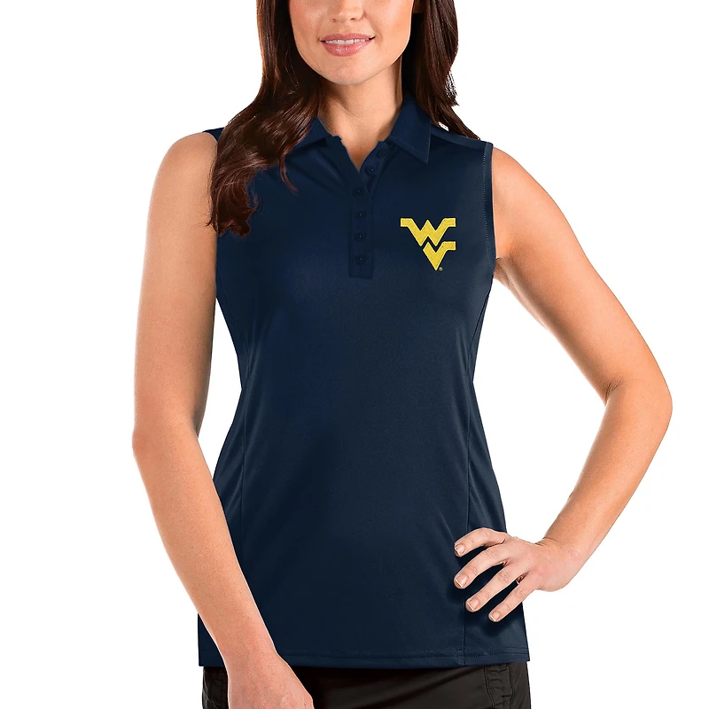 Women's Antigua Navy West Virginia Mountaineers Tribute Sleeveless Polo