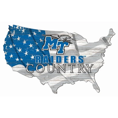 MTSU Blue Raiders USA Flag Cutout Sign