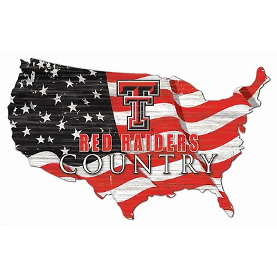 Texas Tech Red Raiders USA Flag Cutout Sign