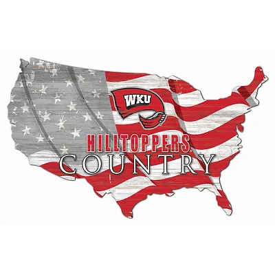 Western Kentucky Hilltoppers USA Flag Cutout Sign