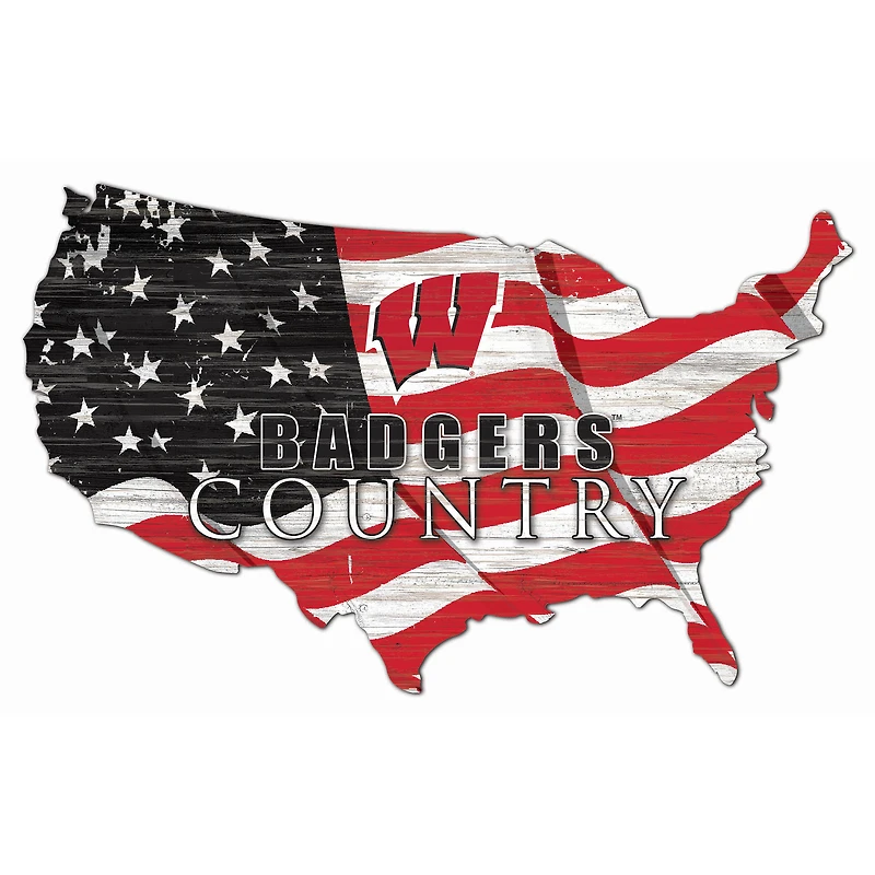 Wisconsin Badgers USA Flag Cutout Sign