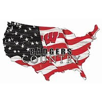 Wisconsin Badgers USA Flag Cutout Sign