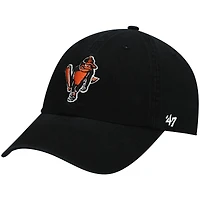 Men's '47 Black Baltimore Orioles Logo Cooperstown Collection Clean Up Adjustable Hat
