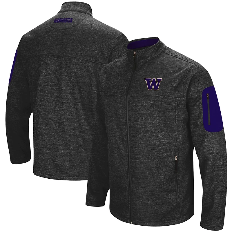 Men's Colosseum Heathered Charcoal Washington Huskies Anchor Full-Zip Jacket