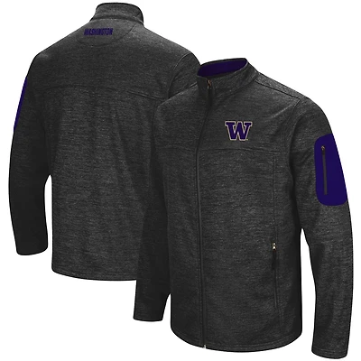 Men's Colosseum Heathered Charcoal Washington Huskies Anchor Full-Zip Jacket