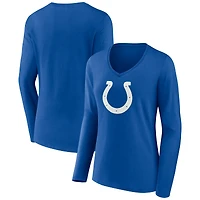 Women's Royal Indianapolis Colts Primary Team Logo Long Sleeve V-Neck T-Shirt