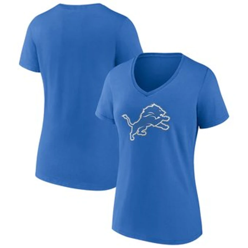 Women's Blue Detroit Lions Primary Team Logo V-Neck T-Shirt