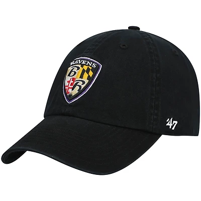 Men's '47 Black Baltimore Ravens Clean Up Alternate Adjustable Hat
