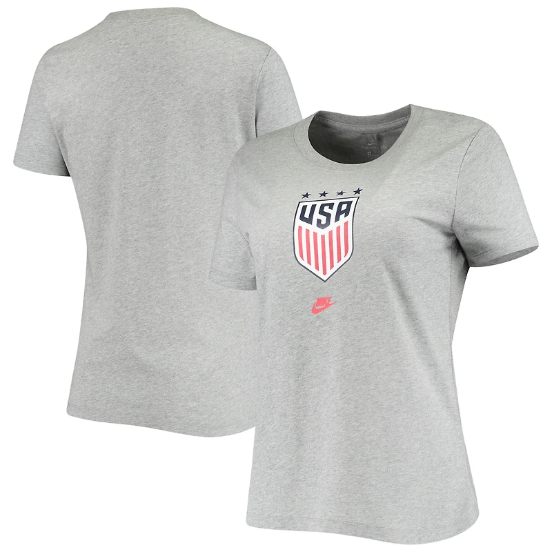 Women's Nike Heathered Gray USWNT 4-Star Crest T-Shirt