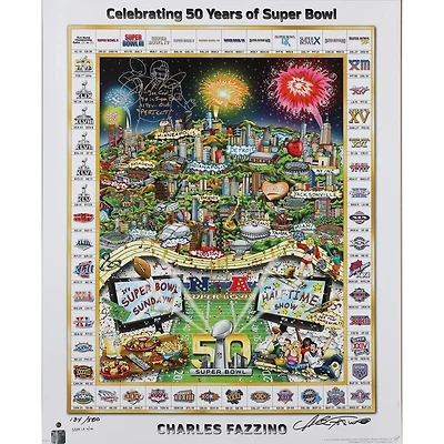 Joe Montana San Francisco 49ers Autographed 27" x 34" Super Bowl 50 Poster with Multiple Super Bowl Inscriptions - Limited Edition of 500