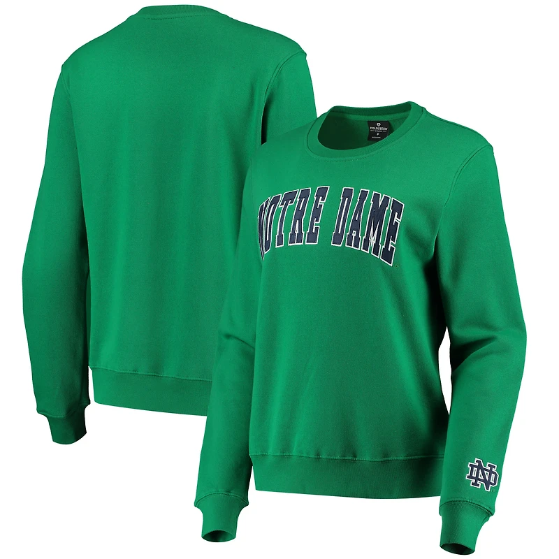 Women's Colosseum Green Notre Dame Fighting Irish Campanile Pullover Sweatshirt