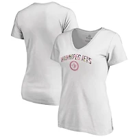 Women's White Winnipeg Jets Floral Arched V-Neck T-Shirt
