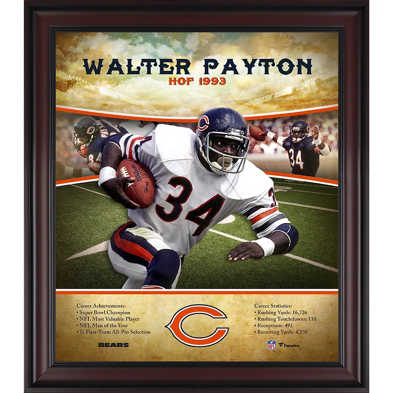 Walter Payton Chicago Bears Framed 15" x 17" Hall of Fame Career Profile