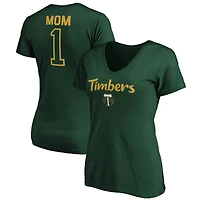 Women's Green Portland Timbers #1 Mom V-Neck T-Shirt