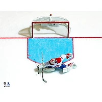 Carey Price Montreal Canadiens Unsigned White Jersey Overhead Pad Save Photograph
