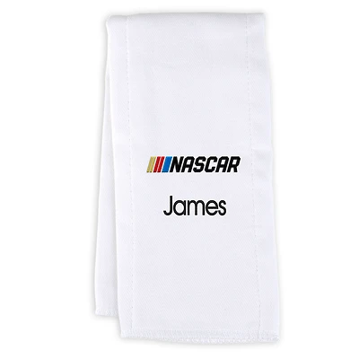 Newborn & Infant White NASCAR Personalized Burp Cloth