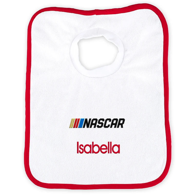 Newborn & Infant White/Red NASCAR Personalized Bib