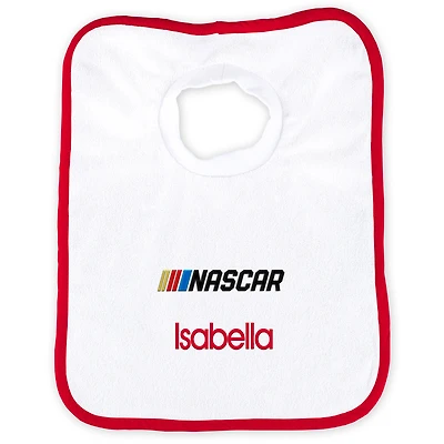 Newborn & Infant White/Red NASCAR Personalized Bib