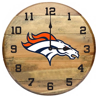 Imperial Denver Broncos Oak Barrel Clock