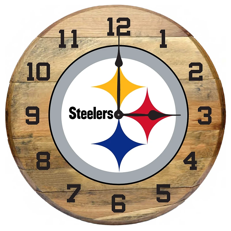 Imperial Pittsburgh Steelers Oak Barrel Clock