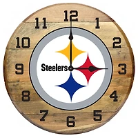 Imperial Pittsburgh Steelers Oak Barrel Clock