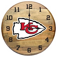 Imperial Kansas City Chiefs Oak Barrel Clock