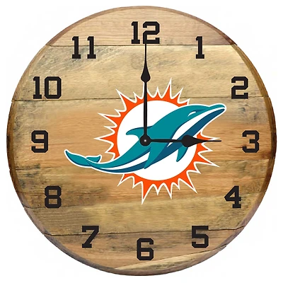 Imperial Miami Dolphins Oak Barrel Clock