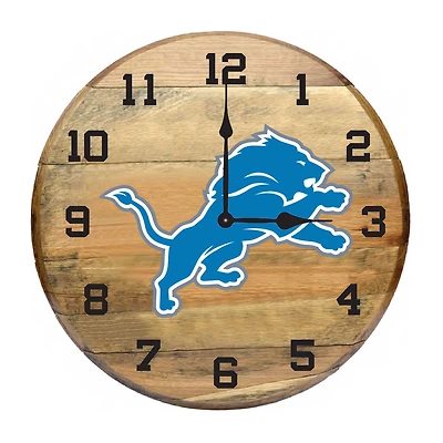 Imperial Detroit Lions Oak Barrel Clock