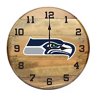 Imperial Seattle Seahawks Oak Barrel Clock