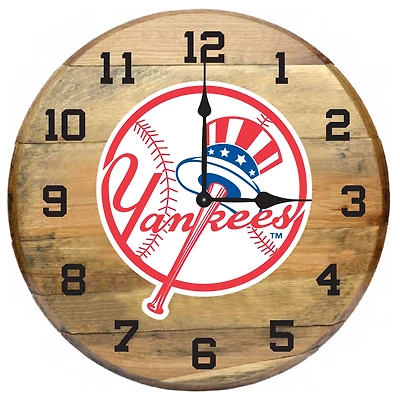 Imperial New York Yankees Oak Barrel Clock
