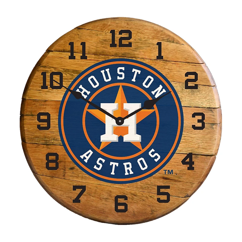 Imperial Houston Astros Oak Barrel Clock